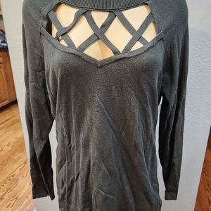 Torrid lattice neck green sweater